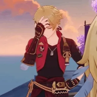 🍡 Thoma Genshin Impact Anime, Postać, Genshin Impact, Thoma, Gra wideo, zawstydzony telegram sticker
