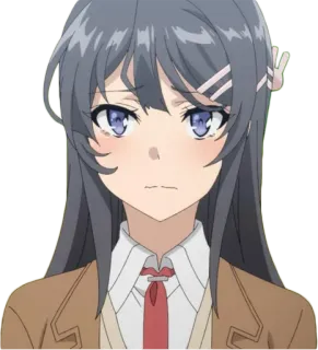 🙁 Mai Sakurajima Rascal Does Not Dream of Bunny Girl Senpai Anime, Garota, Uniforme escolar, Personagem, Desenho animado telegram sticker