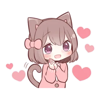 🥰 anime, cartoon, cute, cat, hearts, kawaii, sticker telegram sticker