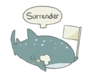 🏳 Surrender tubarão, rendição, fofo, animal, bandeira branca telegram sticker