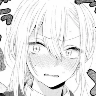 😳 Anime, Manga, Dziewczyna, Rumieniec, Nerwowy telegram sticker
