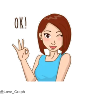 😉 OK! ok, girl, cartoon, gesture telegram sticker