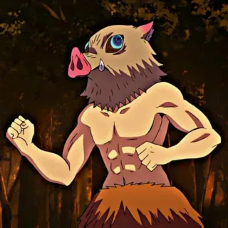 👺 Inosuke Hashibira Demon Slayer Anime, Demon Slayer, Inosuke, Combat, Personnage, Épée, Arme telegram sticker
