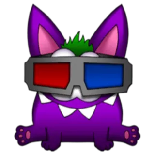 🖥 sticker, purple, monster, cartoon, 3D glasses, cute, funny, animal telegram sticker