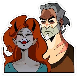 😠 демон, дьявол, вампир, фэнтези, мультфильм, пара, рога, клыки telegram sticker