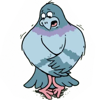 🐦 นกพิราบ, การ์ตูน, นก, กลัว, ประหม่า, สัตว์ telegram sticker