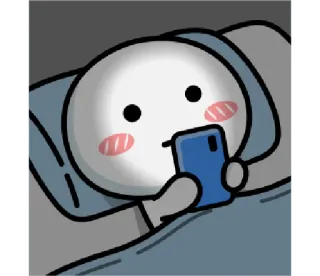 📱 mignon, dessin animé, dormir, lit, téléphone, rougir telegram sticker