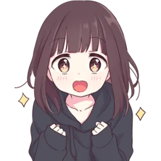 ✨ Gadis anime, Imut, Senang, Bersemangat, Kartun, Kawaii telegram sticker