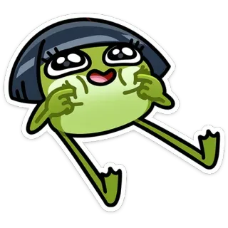 🥹 cartoon, cute, character, happy, green, kawaii telegram sticker