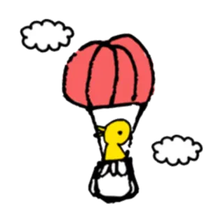 ❤ Dibujo animado, Animal, Pájaro, Globo, Cielo, Nubes whatsapp sticker