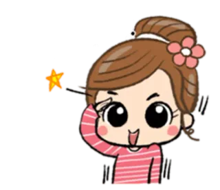 👮 Desenho animado, Saudação, Fofo, Mulher, Menina, Alegre telegram sticker