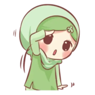 👍 милый, мультфильм, девушка, хиджаб, мусульманка, приветствие telegram sticker