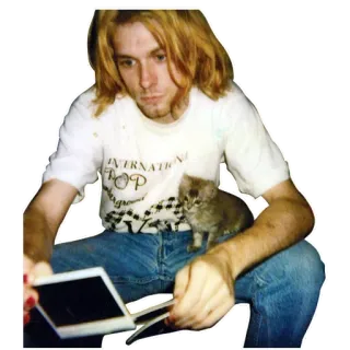 😰 Kurt Cobain kurt cobain, músico, gato, gatito, nirvana, polaroid telegram sticker