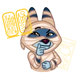 🤔 mummia, animale, cartone animato, halloween, fasciatura, pensando telegram sticker