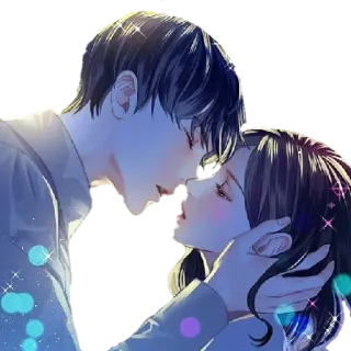 😘 целующиеся, романтика, пара, аниме, любовь, поцелуй telegram sticker