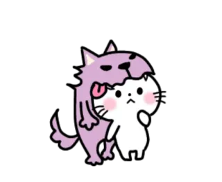 🎃 кот, волк, животное, мультфильм, талисман, милый, смешной whatsapp sticker