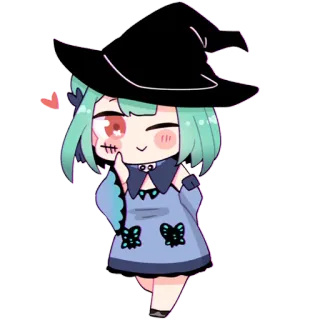 😉 anime, witch, cute, kawaii, manga, hat, chibi telegram sticker