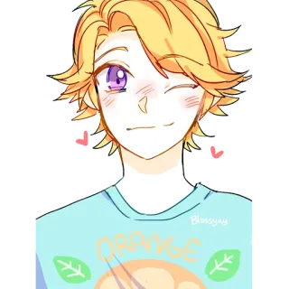 😉 ORANGE Anime, Dibujos animados, Naranja, Lindo, Rubio, Guiñando telegram sticker