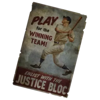 ⚾️ PLAY for the WINNING TEAM! ENLIST WITH THE JUSTICE BLOC baseball, team, sports, propaganda, recruitment telegram sticker