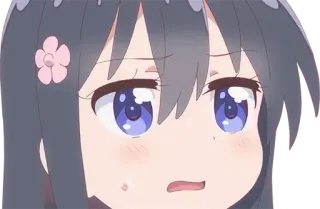 😟 anime, cute, girl, blush, flower, kawaii, cartoon telegram sticker