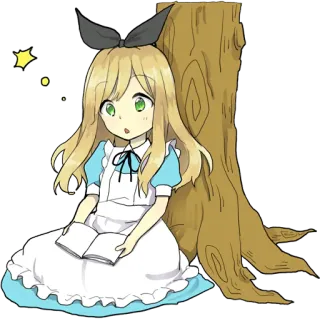 😮 Alice Alice in Wonderland Alice, Alice im Wunderland, Buch, Anime, Mädchen, Baum, Cartoon telegram sticker