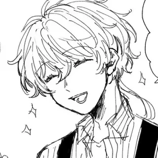 🌟 Anime, Manga, Postać, Uśmiech, Szczęśliwy, Szkic telegram sticker