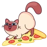 🍕 gato, pizza, fofo, animal, comida, desenho animado, adesivo whatsapp sticker