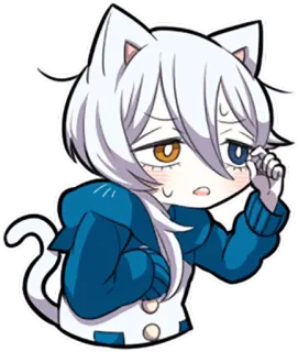 👁 Anime, Kot, Kawaii, Słodki, Chibi, Neko, Kocie uszy telegram sticker