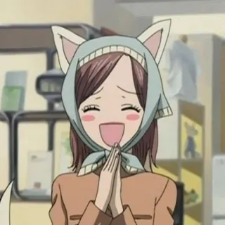 😄 Anime, Hoạt hình, Mèo, Tai, Vui vẻ, Phụ nữ telegram sticker