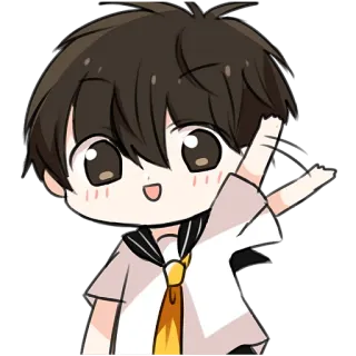 👋 Anime, Chłopak, Słodkie, Kawaii, Machanie whatsapp sticker