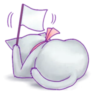 🏳 Katze, Weiße Flagge, Aufgeben, Cartoon, Tier, Süß telegram sticker