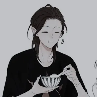 🥟 eating, bowl, cartoon, person, anime, watermelon telegram sticker