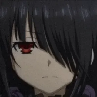 🍷 anime, girl, dark hair, red eyes telegram sticker
