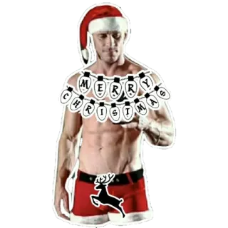 🌲 Merry Christmas คริสต์มาส, ผู้ชาย, ชุดชั้นใน, ซานต้า, กวางเรนเดียร์, ไฟ, วันหยุด telegram sticker