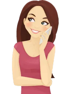 🤳 Frau, Cartoon, Telefon, Kommunikation, Brünette whatsapp sticker