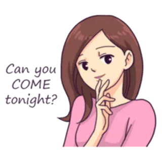 ☺️ Can you COME tonight? domanda, invito, donna, bruna telegram sticker