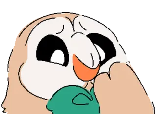 😏 Rowlet Pokemon, hibou, mignon, dessin animé telegram sticker