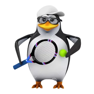 🎾 chim cánh cụt, tennis, thể thao, hoạt hình, động vật, dễ thương telegram sticker