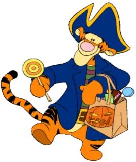 🍭 Tigger Tigger, Halloween, Kostüm, Pirat, Süßigkeiten, Winnie Puuh, Zeichentrickfigur, Süßes oder Saures telegram sticker