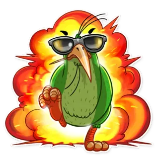 😎 pájaro, gafas de sol, explosión, genial, animal whatsapp sticker