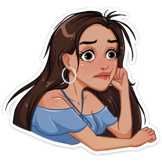 😳 donna, ragazza, pensare, triste, cartone animato, illustrazione, emozioni telegram sticker