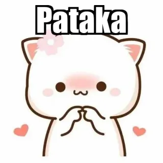 ⚜ Pataka mignon, chat, kawaii, rougir, fleur, autocollant whatsapp sticker