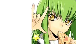 😏 C.C. Code Geass Anime, Manga, Fille, Pizza, Signe de paix telegram sticker