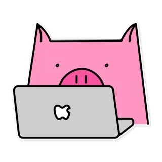 💻 свинья, ноутбук, животное, мультфильм, компьютер telegram sticker