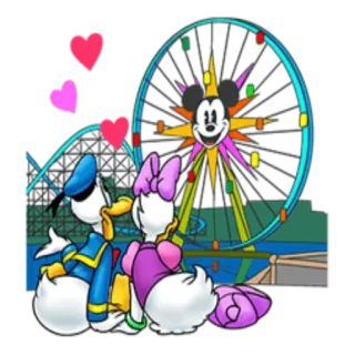 ❤️ Donald Duck Pato Donald, Margarida, Disney, Desenho animado, Animação, Personagens, Roda gigante, Corações, Amor telegram sticker