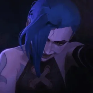 🌀 Jinx Arcane Arcane, League of Legends, Jinx, pelo azul, personaje telegram sticker
