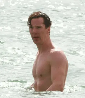 😐 Benedict Cumberbatch man, ocean, swimming, actor, celebrity, water telegram sticker