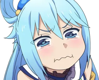 😢 Aqua Konosuba 动漫, 哭泣, 伤心, 可爱, 女孩, 阿库娅, 为美好的世界献上祝福 telegram sticker