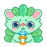 💍 น่ารัก, สัตว์, เพชร, การ์ตูน, สีเขียว, ใบไม้ telegram sticker