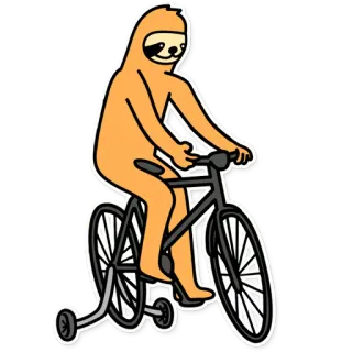 🚵‍♀️ ленивец, велосипед, животное, милый, мультик, стикер whatsapp sticker